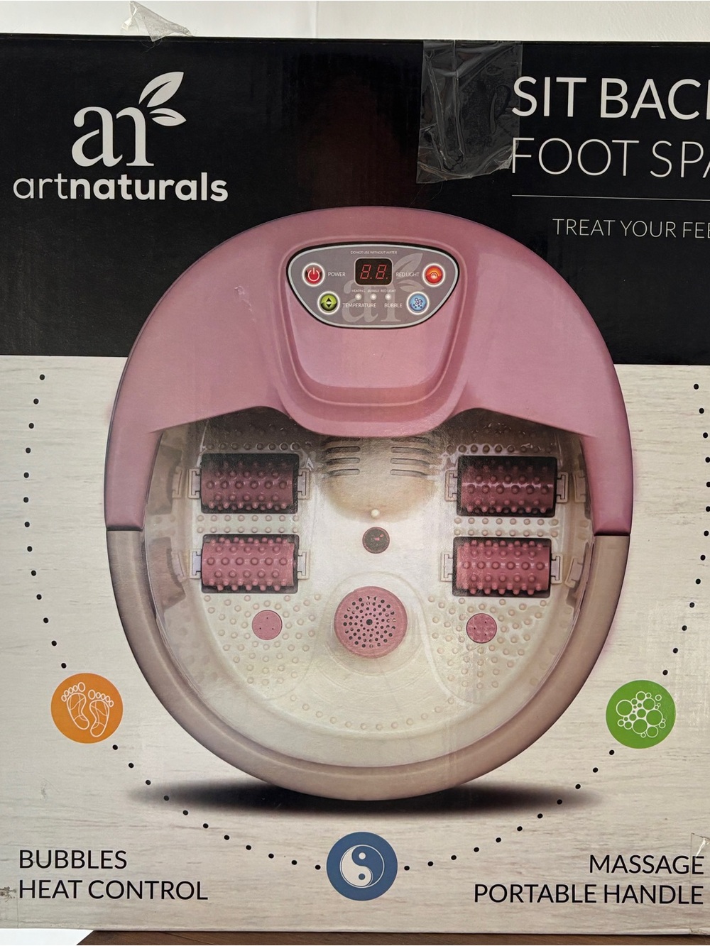 ArtNaturals Pink Foot Spa with Heat & Massage
